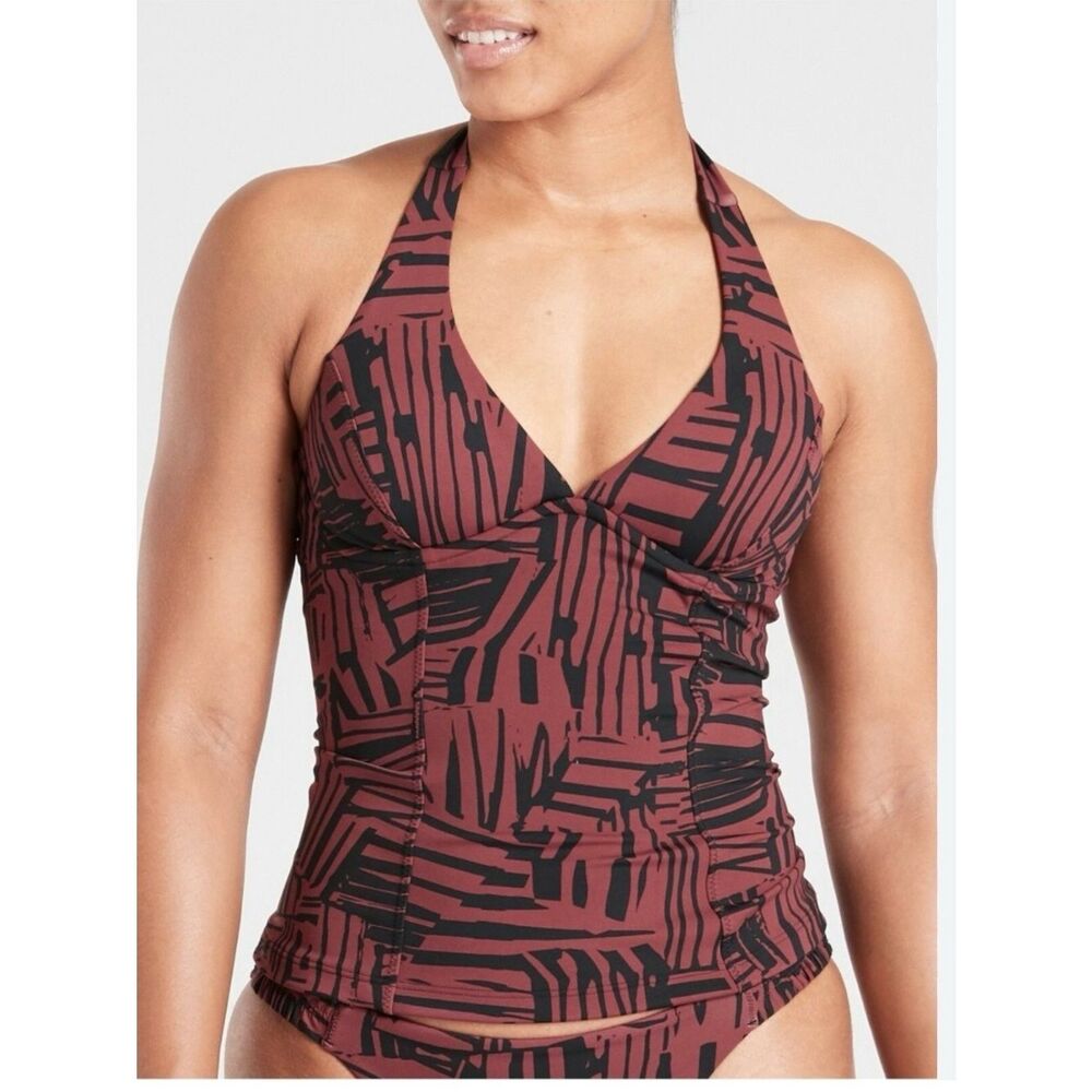 Athleta Sculpted Sienna Halter Tankini Top 34B / CT Abstract Swim NEW - Picture 1 of 10